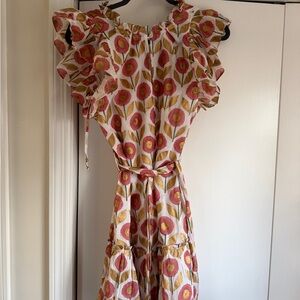 Oliphant - Floral Ruffle Dress with Belt